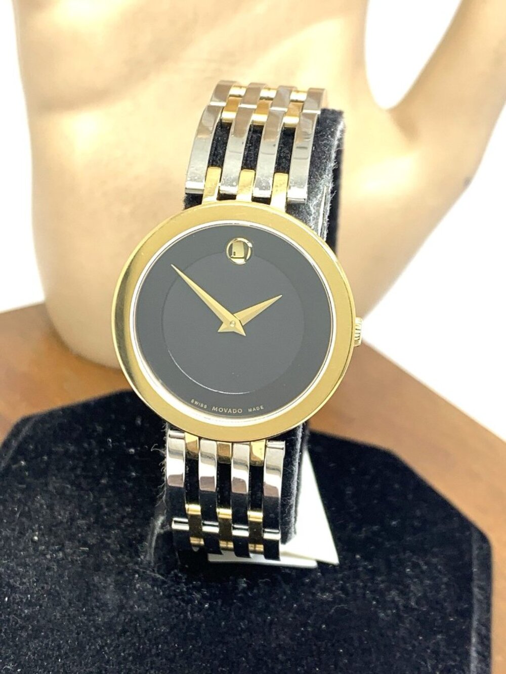 Movado Women's Watch 0607053 Esperanza Black Dial Swiss Quartz Two Tone Steel